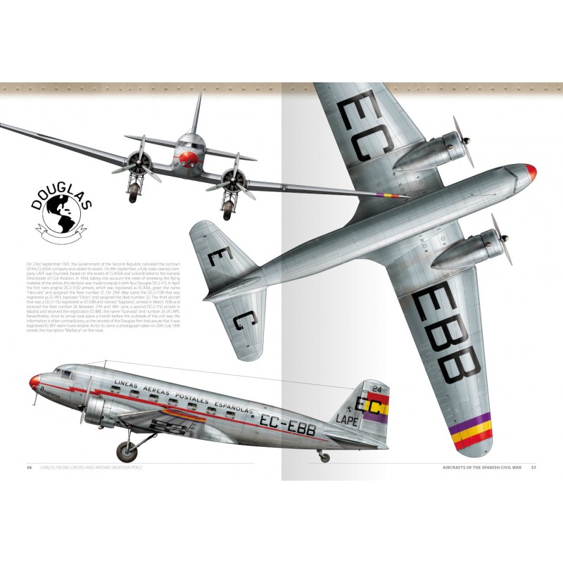 AVIONES DE LA GUERRA CIVIL ESPAÑOLA 19361939. Perfiles de 226 aviones.