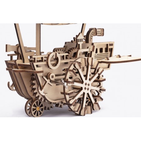 FUNPOLA Puzzle 3D Madera Dirigible Steampunk Amarillo – Maqueta DIY 412 Piezas, Decoración Y Regalo Creativo Para Adultos